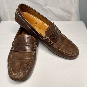 Martin Dingman‎ Crocodile Pattern Brown Loafers